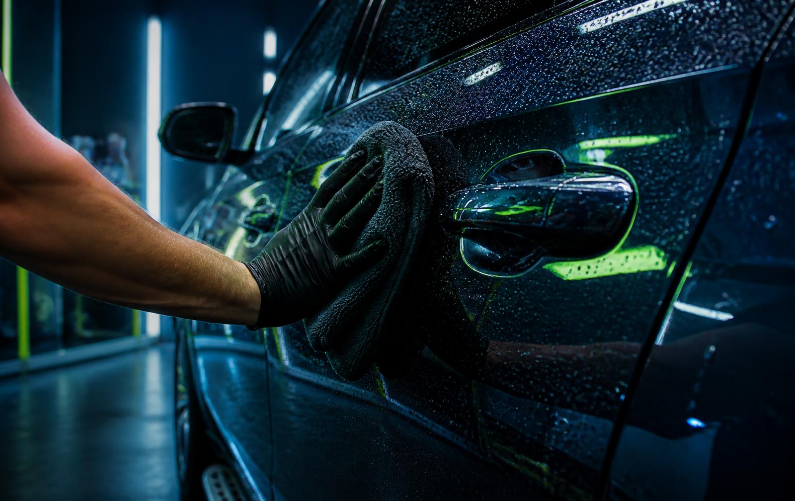 SUV being polished during valet